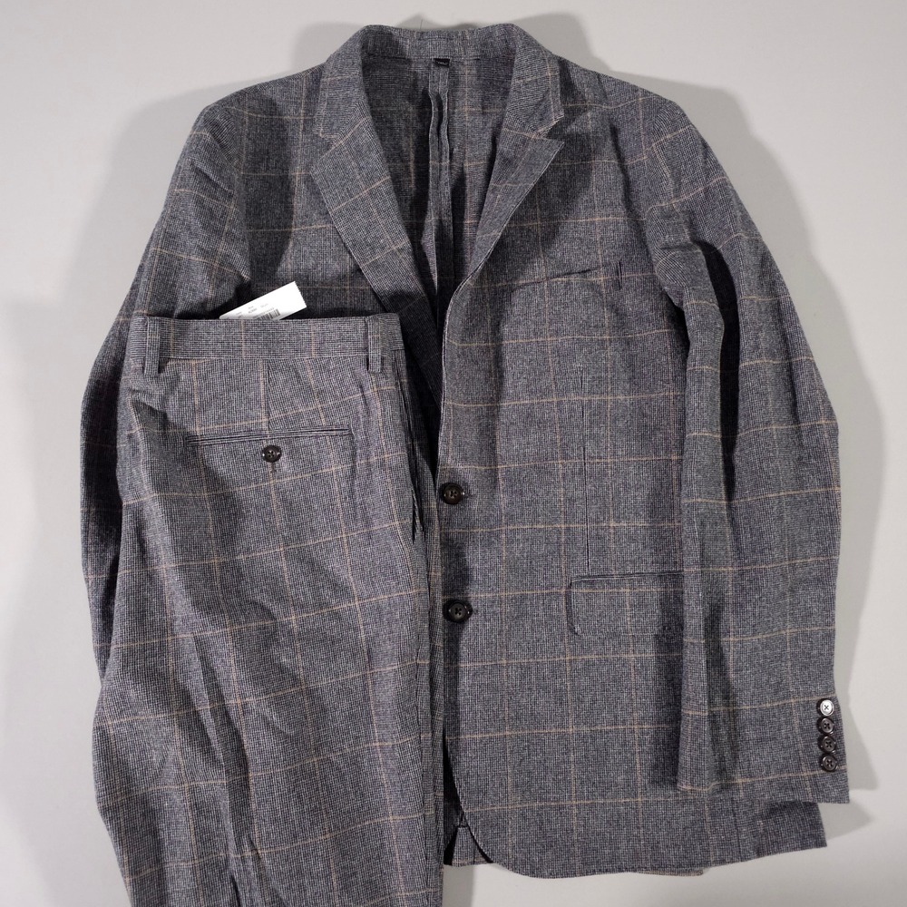 J.Crew Ludlow 2pc Suit Mens 42R Grey Glen Plaid Slim Fit Italian Wool AO685 NWT